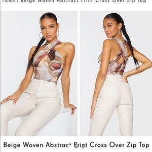 PrettyLittleThing Cross Over Zip Top